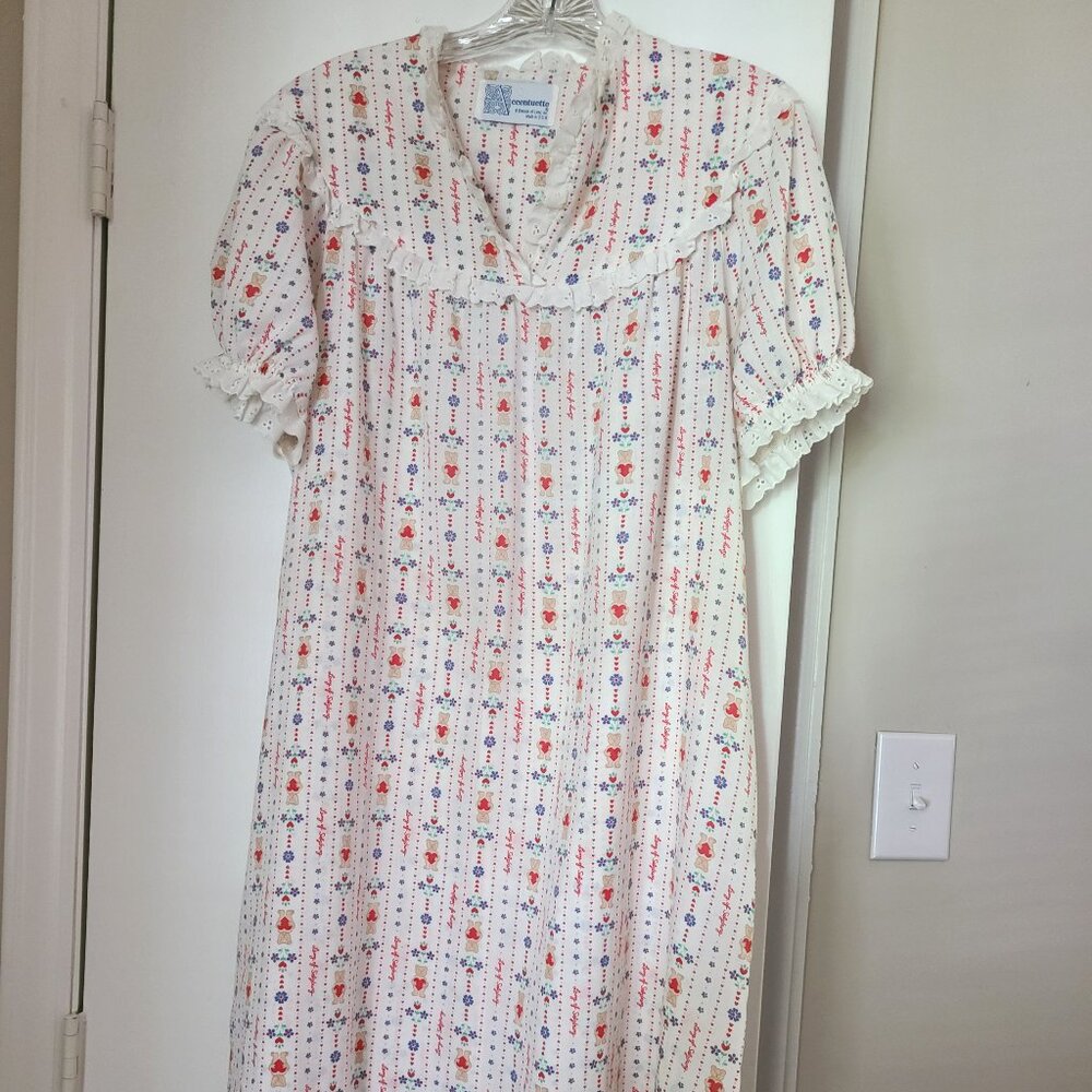 Accentuette Lanz Cottage Prairie Nightgown Teddy Bears and Hearts - Size XL